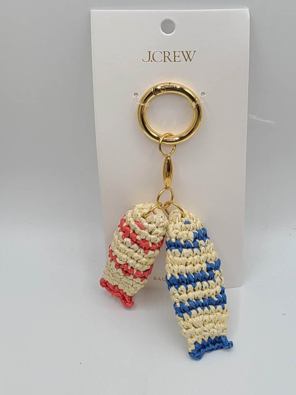 J Crew Raffia Fishes Key Fob Bag Charm NWT